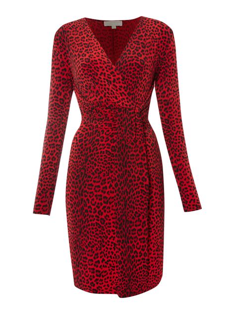 michael kors red leopard dress|michael kors midi dress.